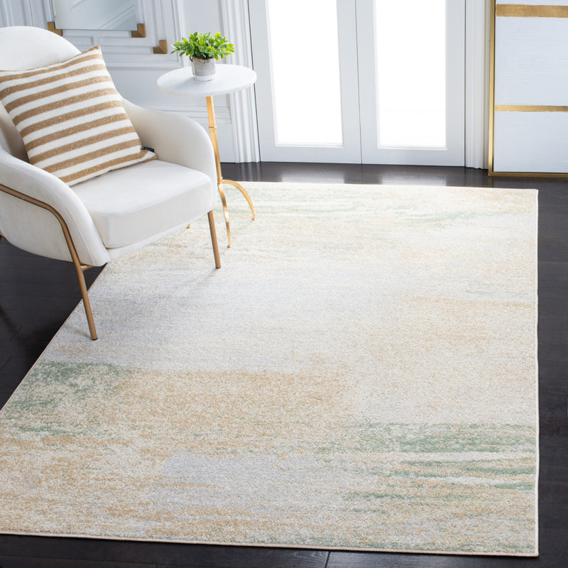Algonquin Performance Abstract Rug, Rectangle 9' x 12', Gold/Ivory