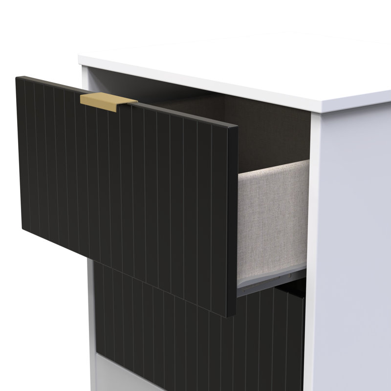 Barriner 45cm W Manufactured Wood Bedside Table, Deep Black/White Matt