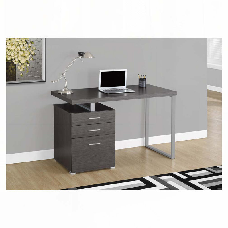 Babken Reversible Desk, Light Gray/Silver