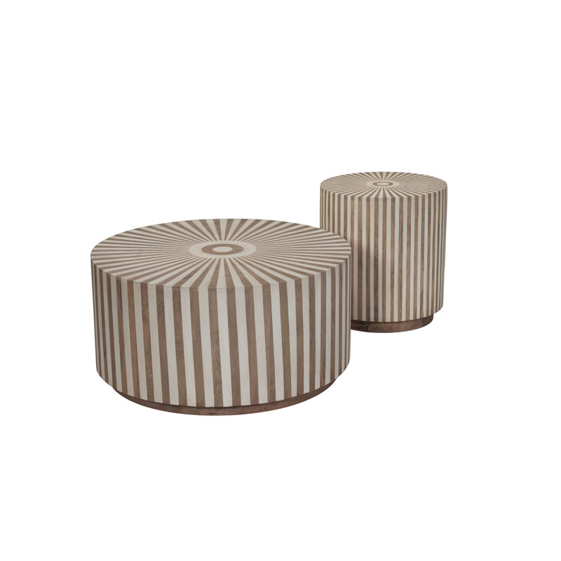 2-piece Coffee and End Table Set With Starburst Pattern