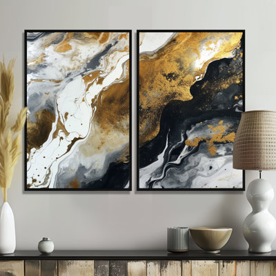 Or noir veines de couleur I - art mural moderne