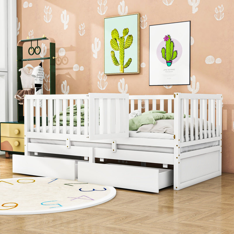 Lit plateforme avec rangement Yisroel, Blanc, Simple