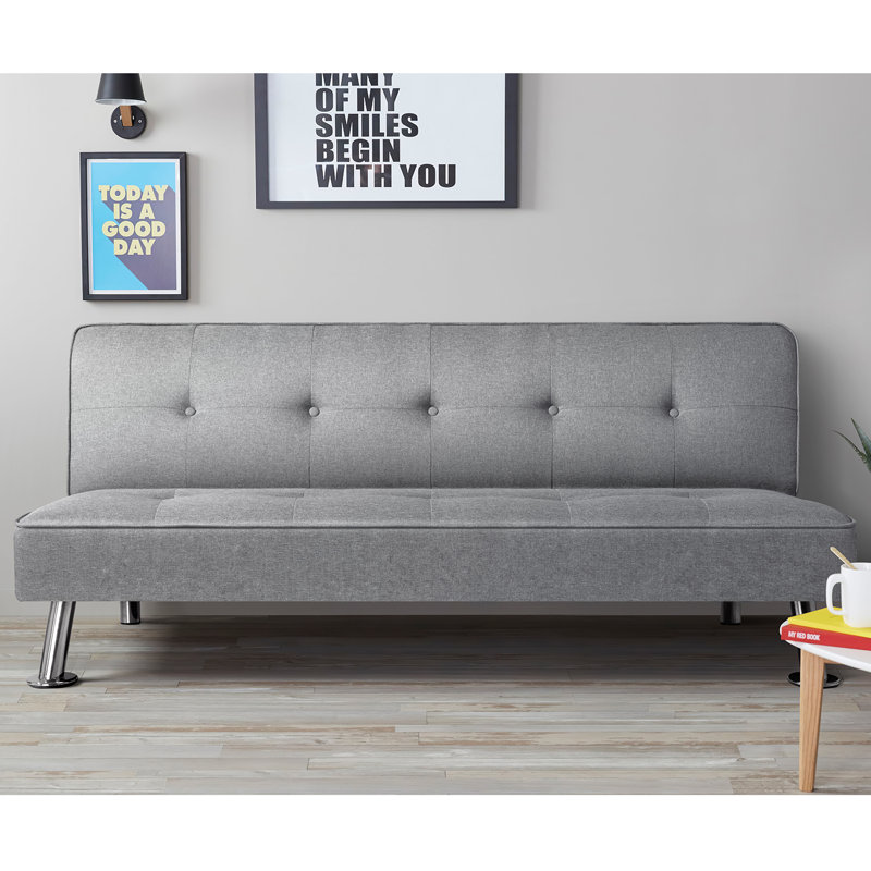 Twin 65'' Upholstered Sleeper, Gray Linen
