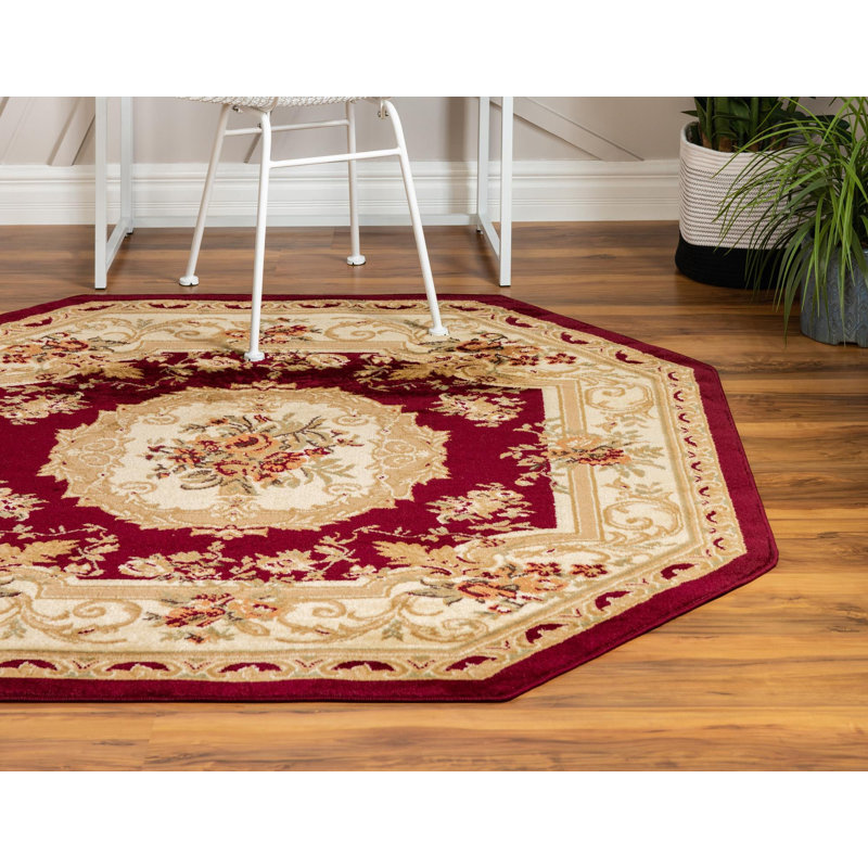 Debora Oriental Area Rug, Burgundy, Octagon 7'10" x 7'10"