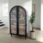 Vitrine arquée en bois de manguier massif avec 3 tiroirs