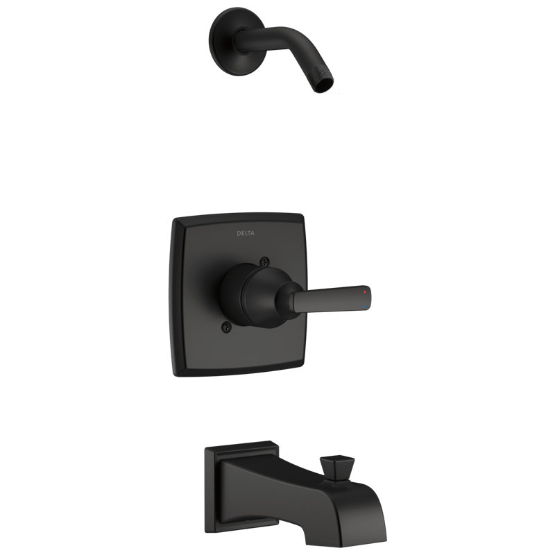 Garniture de baignoire et douche à pression équilibrée avec moniteur Ashlyn, Noir mat
