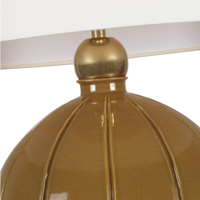 Thomas O'Brien Ponteil Table Lamp with Linen Shade, Orange, 26" H x 18" W x 18" D