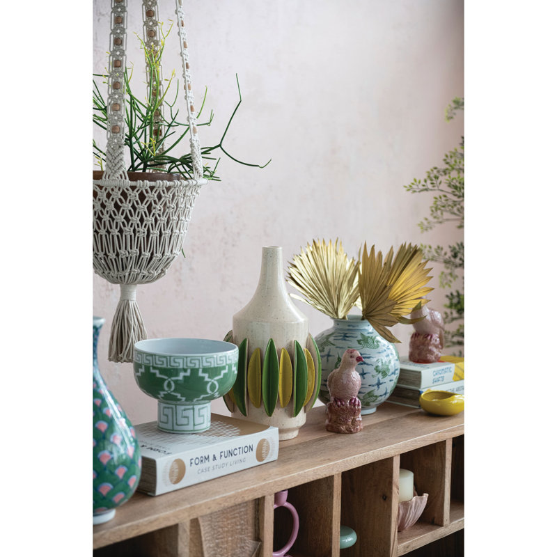 Hand‑Painted Ceramic Vase With Crane Pattern