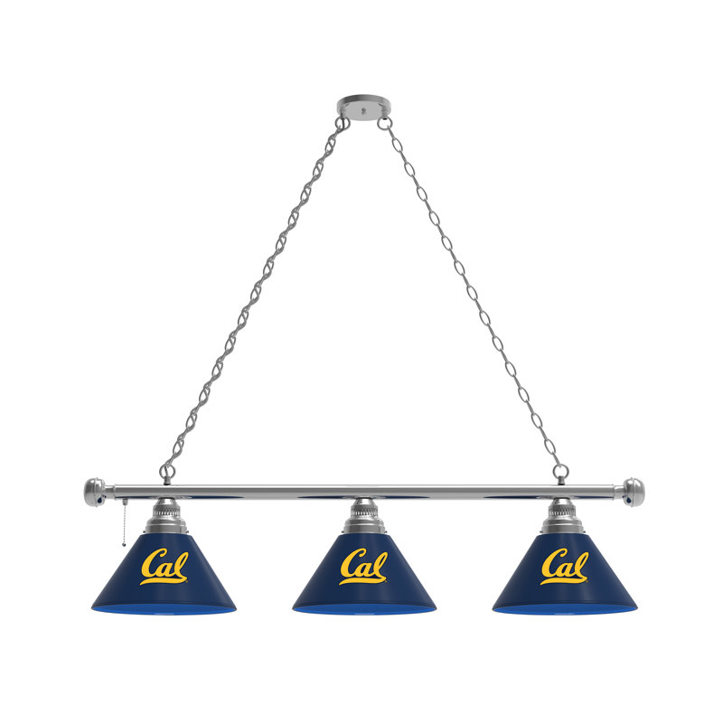 3 - Light Pool Table Lights Pendant, Chrome, California Golden Bears