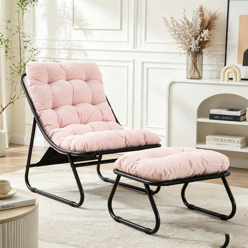 Chaise longue d'extérieur avec repose-pieds pour patio, Pink