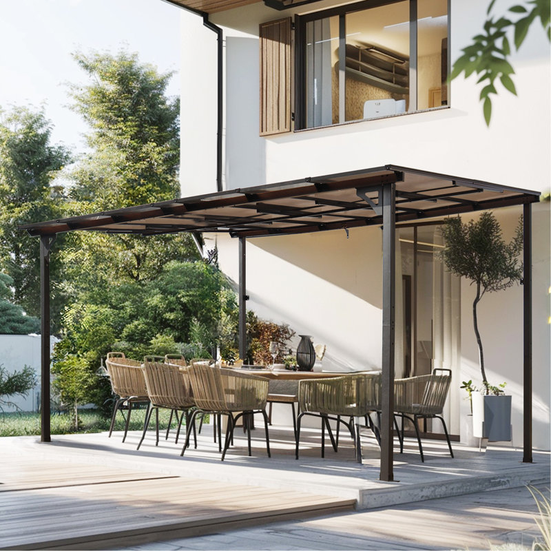 10' X 12' Outdoor Pergola Gazebo With Roof, Metal Awning For Patio, Decks, Backyard - & - Gazebo, Heavy-Duty
