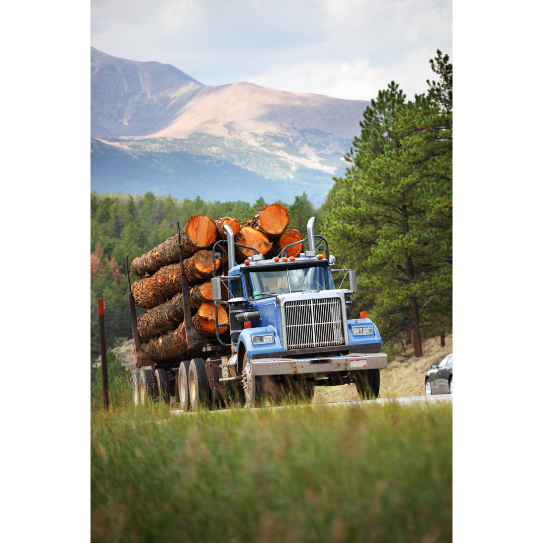 Log Truck Colorado von DaveAlan - Druck auf Leinwand ohne Rahmen