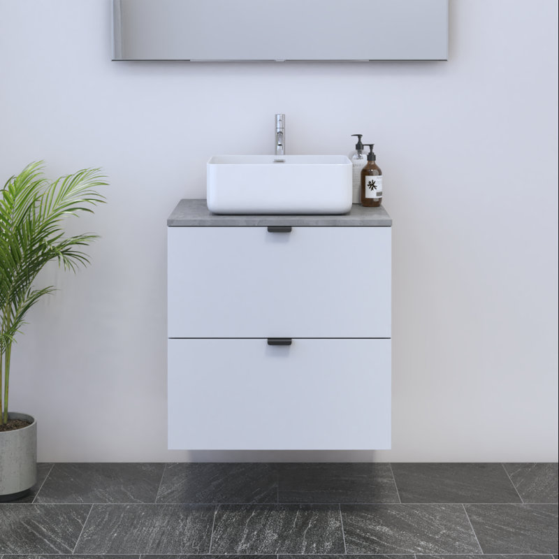 Kareema 23.6'' Single Bathroom Vanity with Top, Concrete