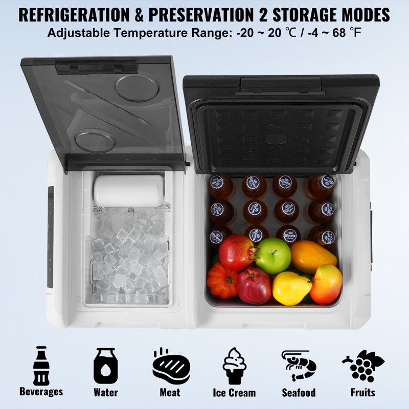 VEVOR 38QT Dual Zone Portable Car Refrigerator Freezer with Ice Maker
