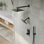 Wall Mount 12" High-Pressure Rainfall Shower Faucet, Dual Rainfall Shower Head System with Thermostatic Valve