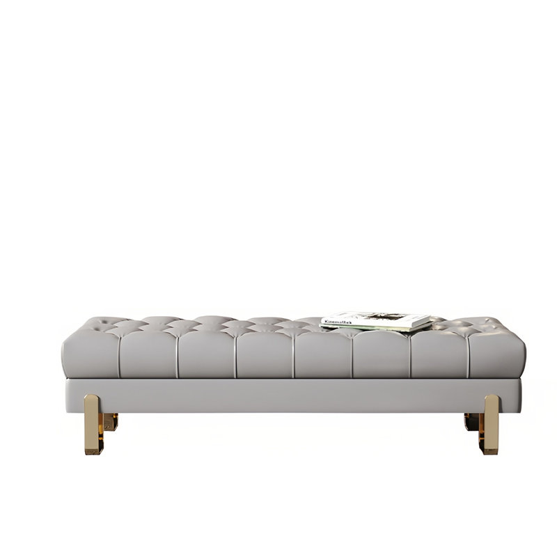 Banc rembourré en cuir, H 16,14 po x l 70,86 po x P 19,68 po