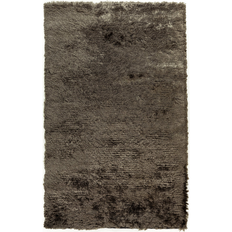 Tapis gris tissé à plat à la main Whisper, Rectangle 8 pi x 10 pi