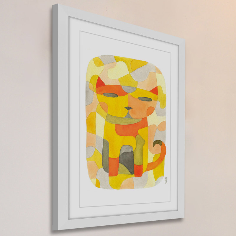 Chat 1, reproduction d'art, H 30 po x l 20 po, Cadre blanc