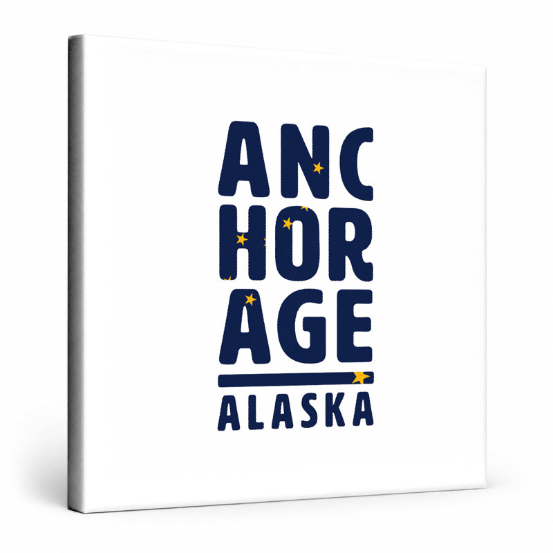 Anchorage Alaska - art mural carré sur toile, 8" W x 8" H