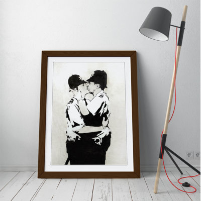 Kissing Coppers - Single Picture Frame Print on Canvas