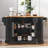 56 Inch Kitchen Island With Rubber Wood Veneer Drop Leaf, Power Outlet, 4 Door Shelves, Embossed Vertical Stripe Rolling Kitchen Cart On 4 Wheels With 6 Deep Drawers-1298970816