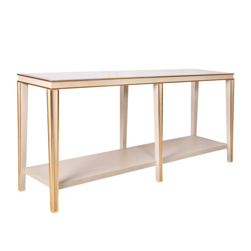 Lilly 72'' W Glass Console Table, Antique Gray
