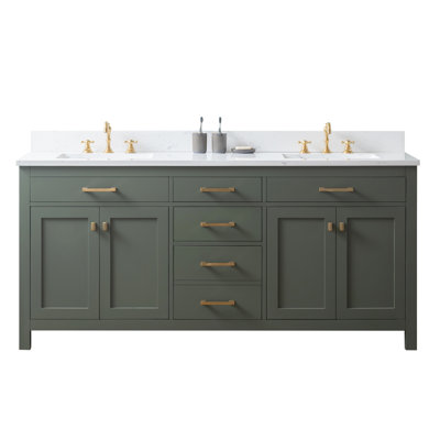 Ajhane 72'' Double Bathroom Vanity with Engineered Stone Top