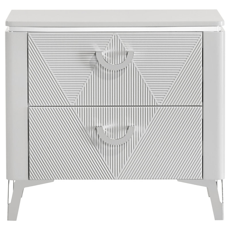 Table de chevet 2 tiroirs Cassia blanc ultrabrillant