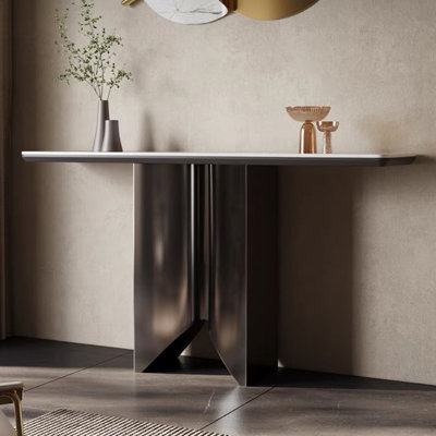 Table de porche en pierre frittée de style français.