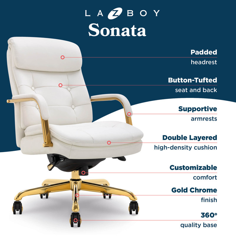 Fauteuil de direction Sonata La-Z-Boy avec accoudoirs rembourrés, cuir reconstitué, null, null