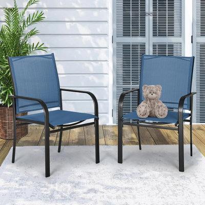 Metal Gombosi with Armrests and High Backrest Set of 2