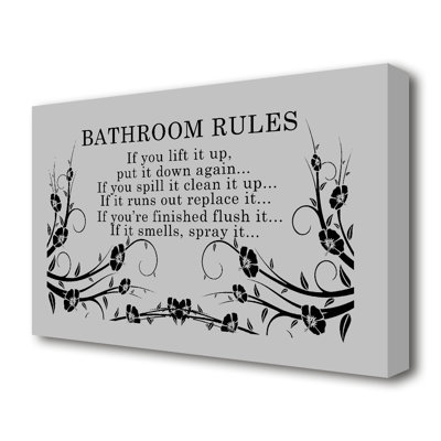 Bathroom Rules 2 - Wrapped Canvas Print