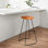 Tabouret de bar moderne de 32 po Ziegler, siège en cuir véritable, structure en métal, capitonné, brun clair, noir