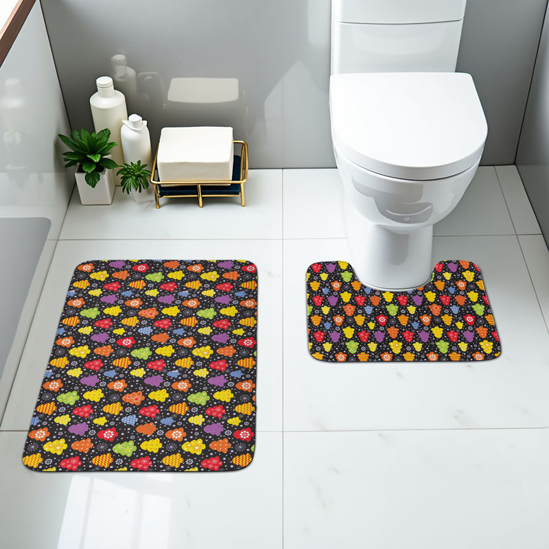 Multicolore ensemble de tapis de salle de bain Tree