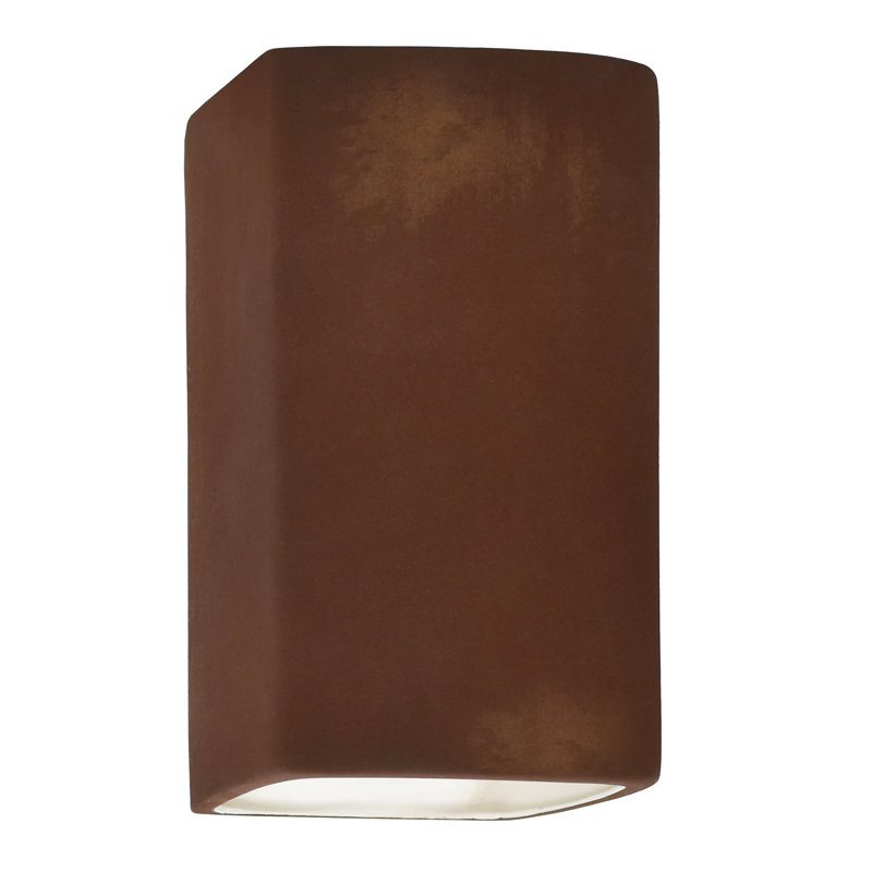 Drurie Ceramic Flush Mounted Sconce, Incandescent, Real Rust, 9.5" H x 5.25" W x 4.5" D