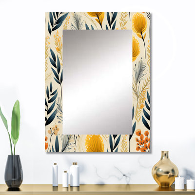 Calana Botanical Flowers Rustic Charm - miroir mural botanique, miroir décoratif botanique, impression d'art en métal