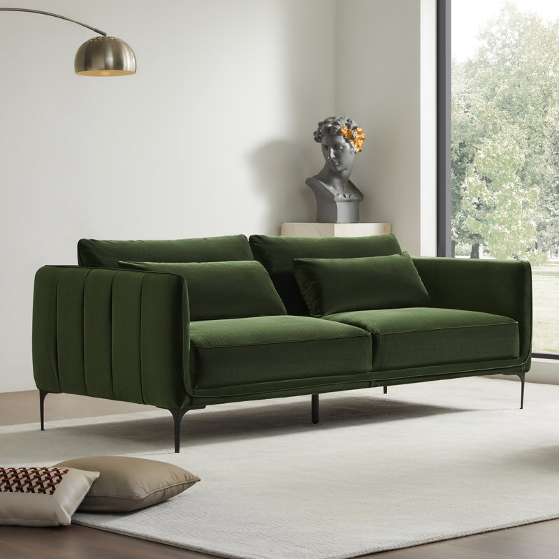 Ensemble de salon rembourré 3 pièces Rae, Velours vert militaire Falkirk