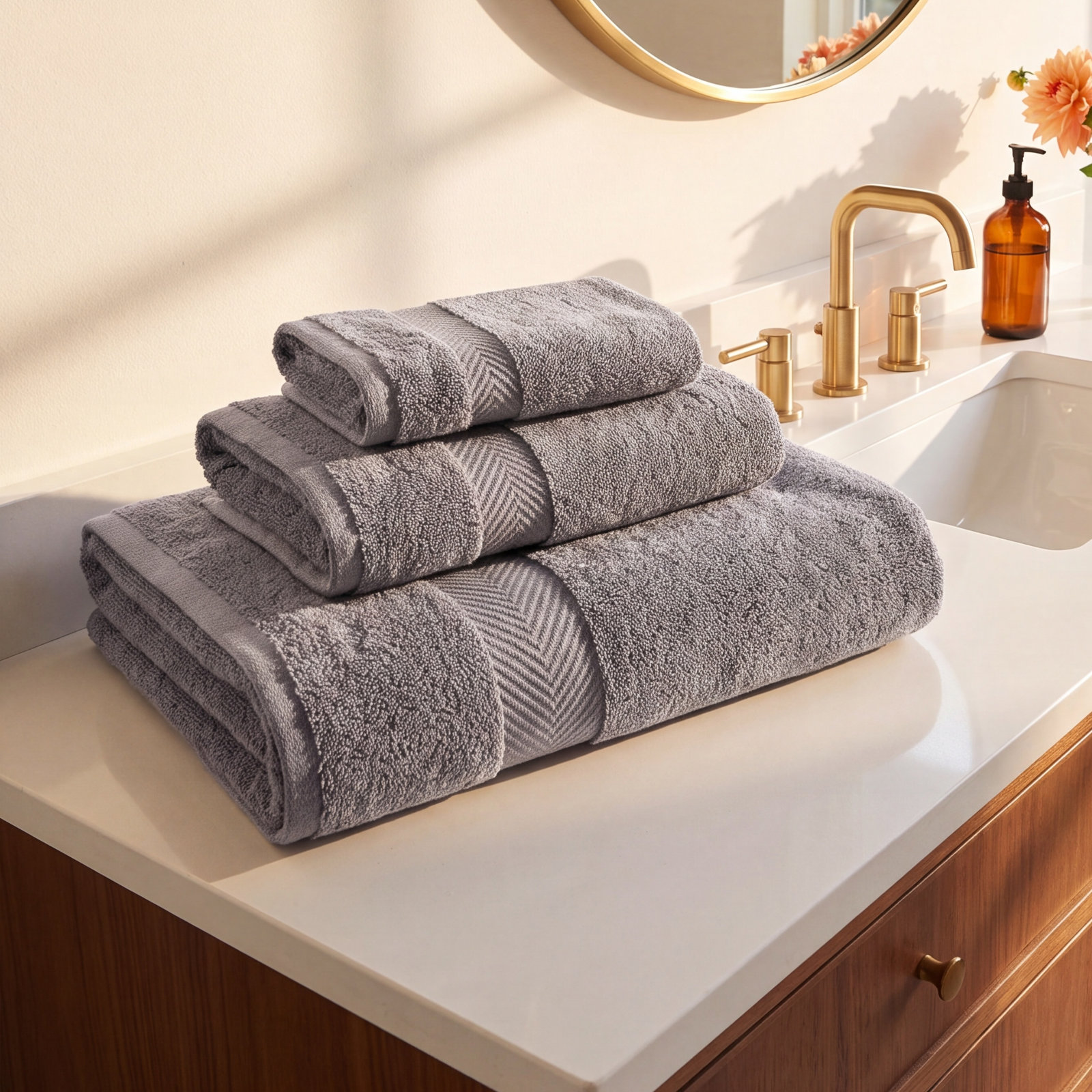 Hamachi 3-Piece Cotton Towel Set, Grey