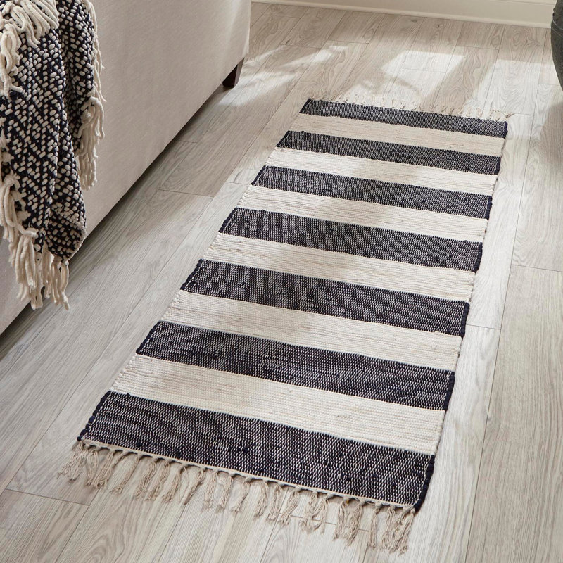 Priolo Cotton Striped Indoor Rug, Runner 2'6" x 16'5"