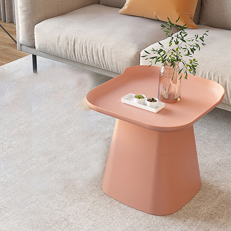 Square Shaped Coffee Table Couch Table For Living Room Modern Side Table, 15.7" H x 18.9" W x 18.9" D, Pink