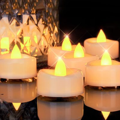 Flameless Candles, 12pack Timer Fake Candles, Led Tea Lights Candles, Battery Operated Candles With 6 Hours Timer Auto For Halloween Christmas Wedding Decor-1.5'' D X 1.25'' H