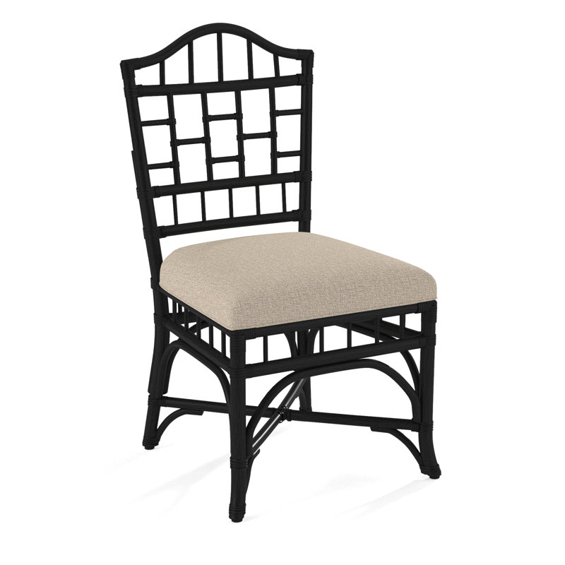 Chippendale Side Dining Chair, Black, Cobalt Blue Stripe; 0204-64
