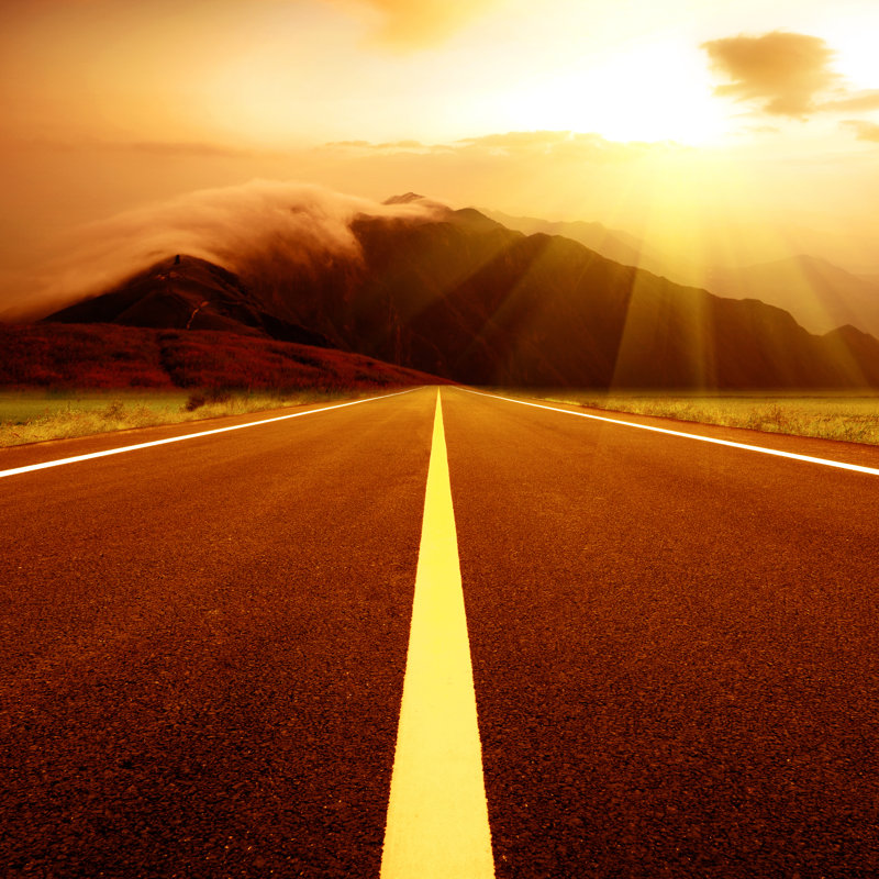 Levitt Endless Highway In The Sun - Wrapped Canvas Print, 30cm H x 30cm W x 3.8cm D