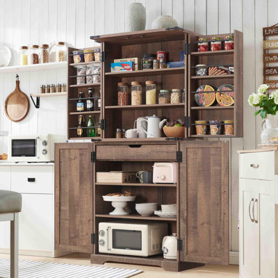 Aaleah 72'' Kitchen Pantry with 12 Door Shelves, 6 Adjustable Shelves and 1 Deep Drawer