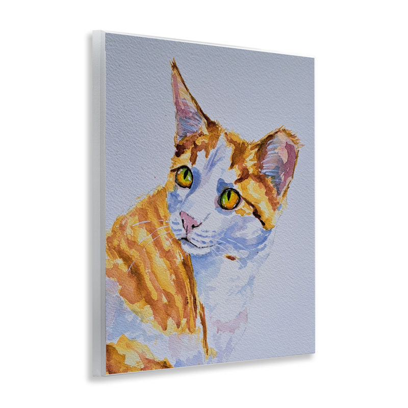 Plaque murale orange avec expression de chat, design par Tatiana Roberts
