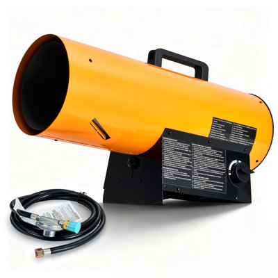 Chaufferette au propane à air pulsé de 125 000 BTU, chauffe-torpilles portable avec thermostat 25-120 ° F, couvre jusqu'à 3,125 pieds carrés, tuyau et régulateur de 10 pieds, certifié ETL pour le chantier et l'atelier