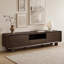 Meuble télé moderne en bois massif 71 po avec rangement et tablette ouverte pour téléviseurs de 75 po ou moins Minerva Harrison