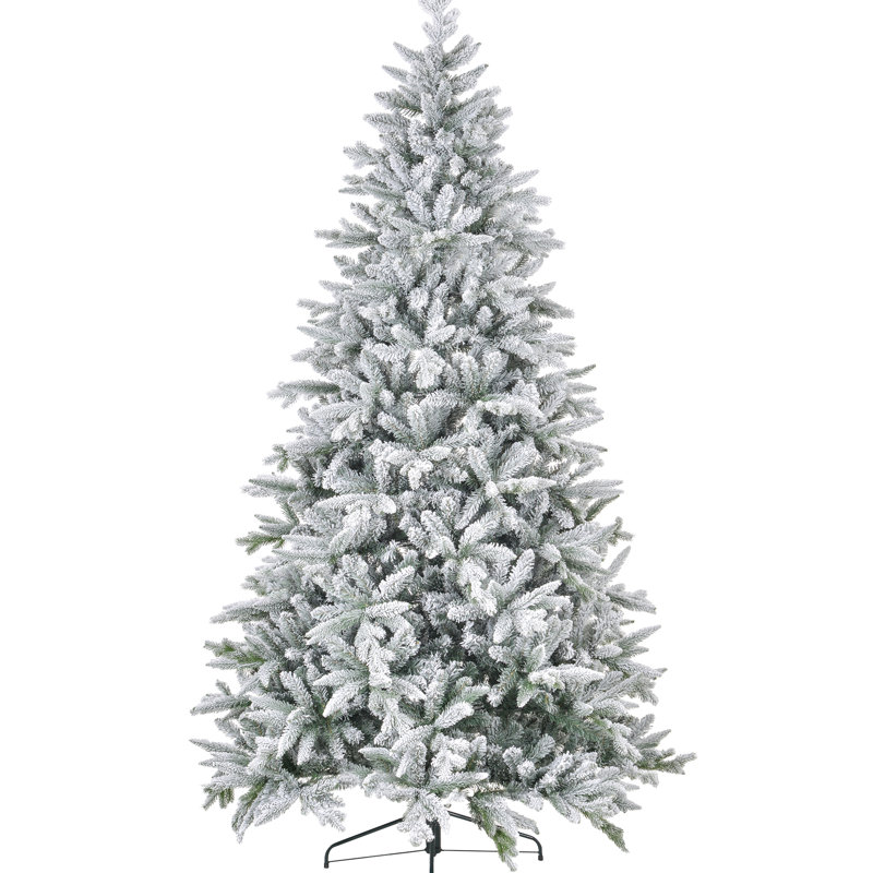 Arbre artificiel givré de 55,1 po, pointes de 2003, support en métal, assemblage facile, base sécuritaire pour l'intérieur de 94,5 po de hauteur, conception à charnières, assemblage rapide
