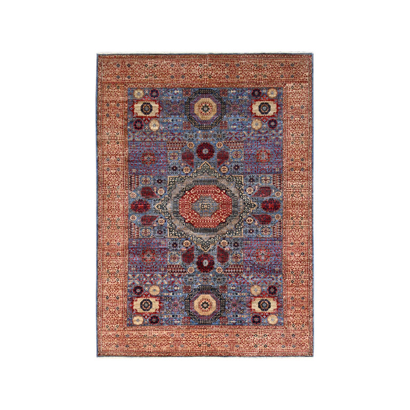 6'x8'7" Blue Hand Knotted 200 KPSI Wool Vegetable Dyes Mamluk Dynasty Rug D1A4C873E63F431AA72503CB2480644E