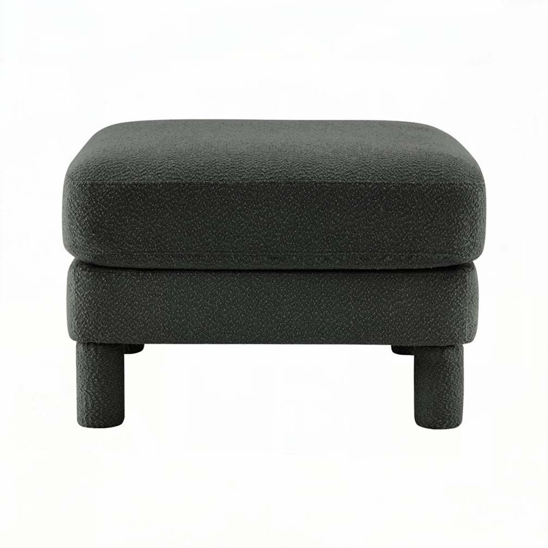 Boucle Upholstered Ottoman For Sectional, Dark Gray